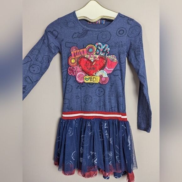 Desigual girls long sleeve dress Argel, tutu style bottom size 11/12 - Picture 2 of 6